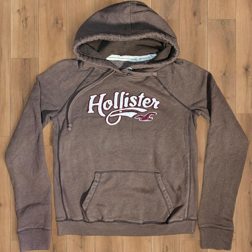 VTG Hollister Brown Logo Hoodie Sweatshirt Large